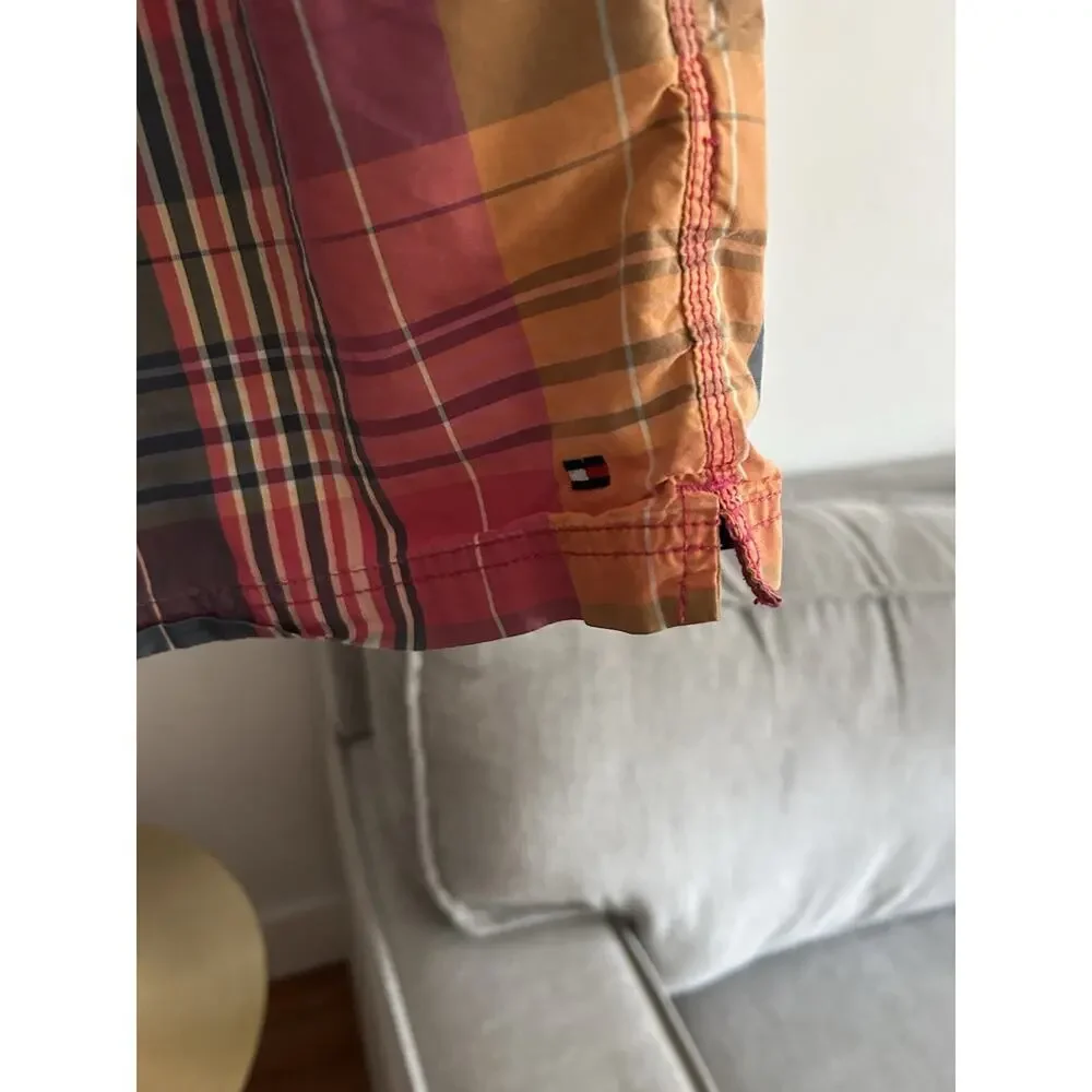 Tommy Hilfiger Plaid  Swim Trunks  M Cotton Beach Summer